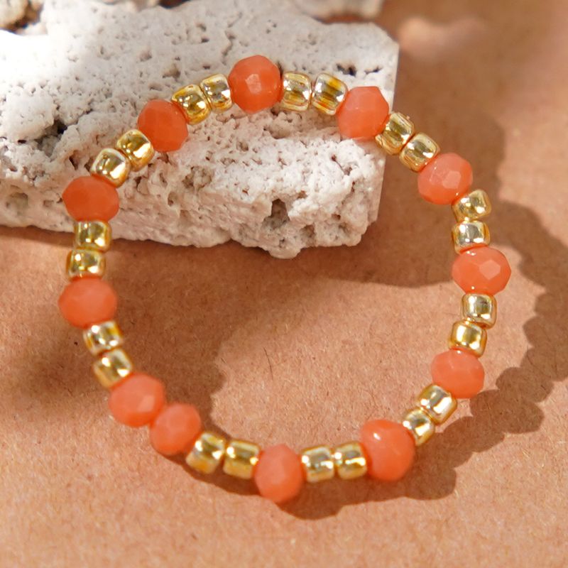 Vacation Color Block Artificial Crystal Beaded Women's Rings
