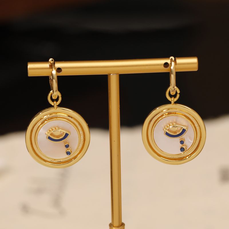 1 Pair Business Vacation Spot Plating Copper 18K Gold Plated Dangling Earrings