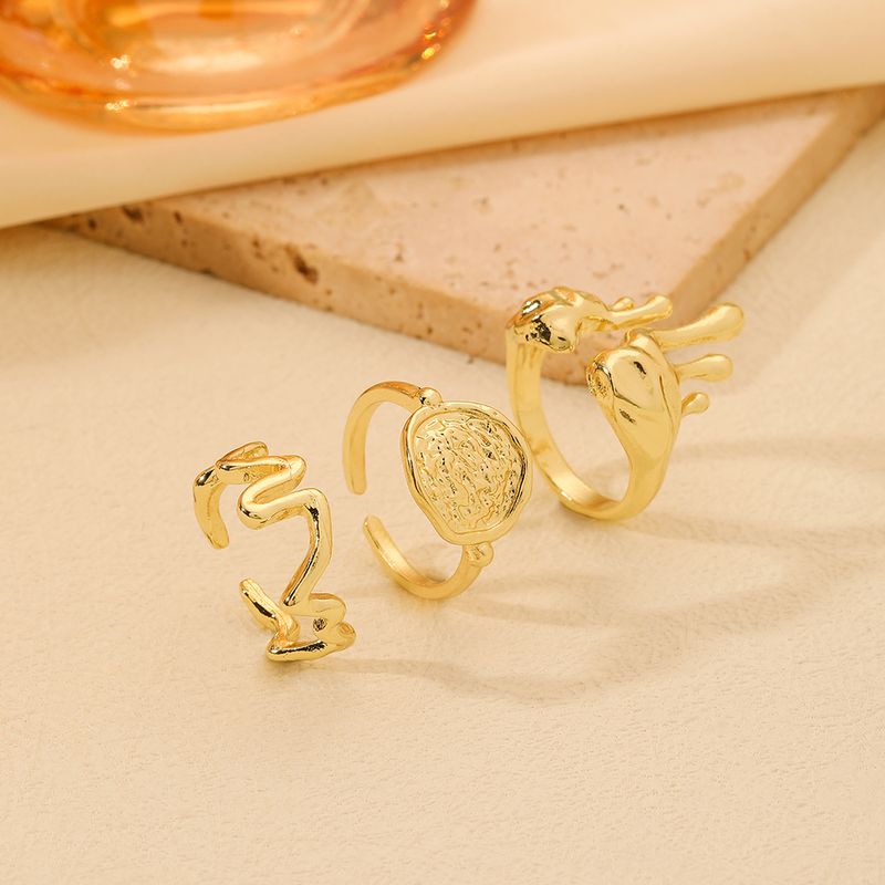 Vintage Style Simple Style Classic Style Water Droplets Alloy Plating 16K Gold Plated Women's Rings