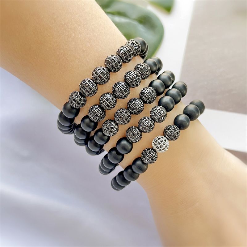 Chinoiserie Ethnischer Stil Klassischer Stil Runden Ein Naturstein Kupfer Perlen Inlay Zirkon Unisex Armbänder