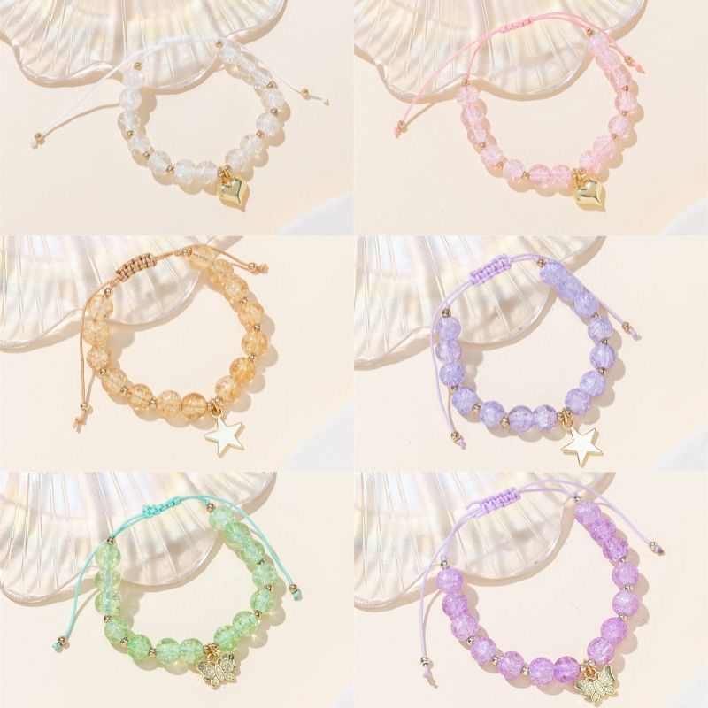 Casual Simple Style Round Artificial Crystal Alloy Beaded Women's Bracelets