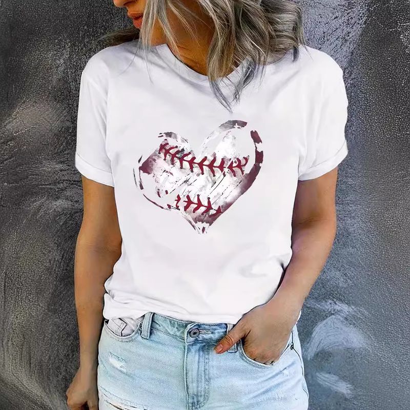 Femmes T-Shirt Manche Courte T-shirts Impression Vêtement De Rue Forme De Cœur