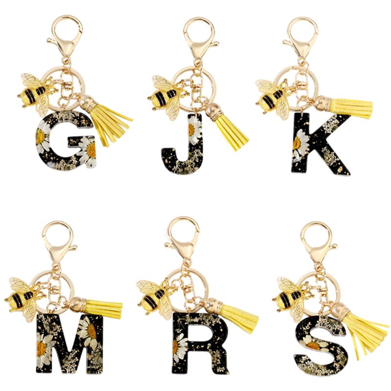 Cartoon Style Cute Simple Style Letter Bee Daisy Alloy Resin Epoxy Bag Pendant Keychain
