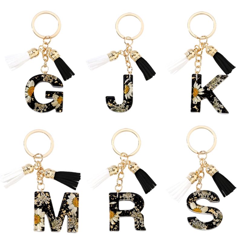Cute Modern Style Letter Bee Daisy Alloy Resin Epoxy Bag Pendant Keychain