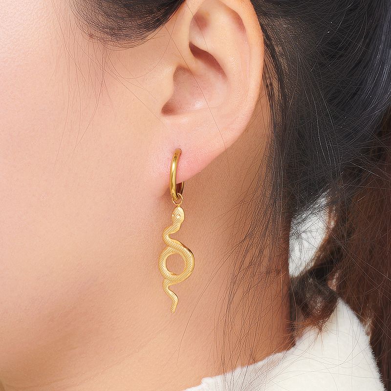 1 Pair Modern Style Cool Style Snake Plating 304 Stainless Steel 18K Gold Plated Drop Earrings
