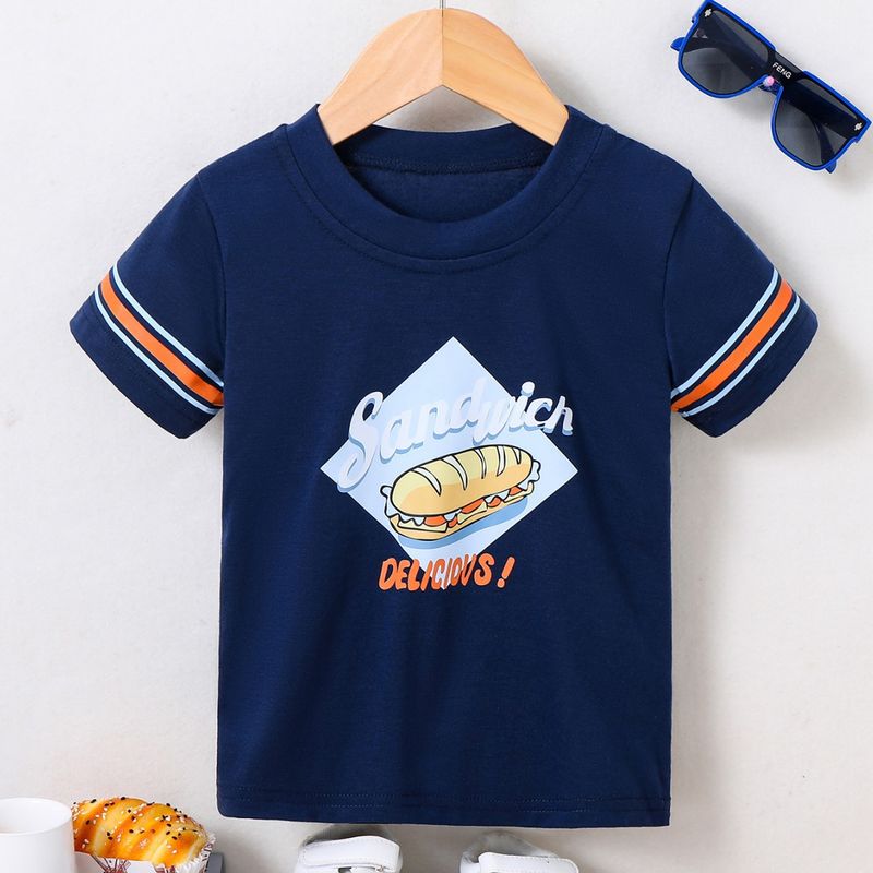 Casual Letra Comida Poliéster Camisetas Y Camisetas