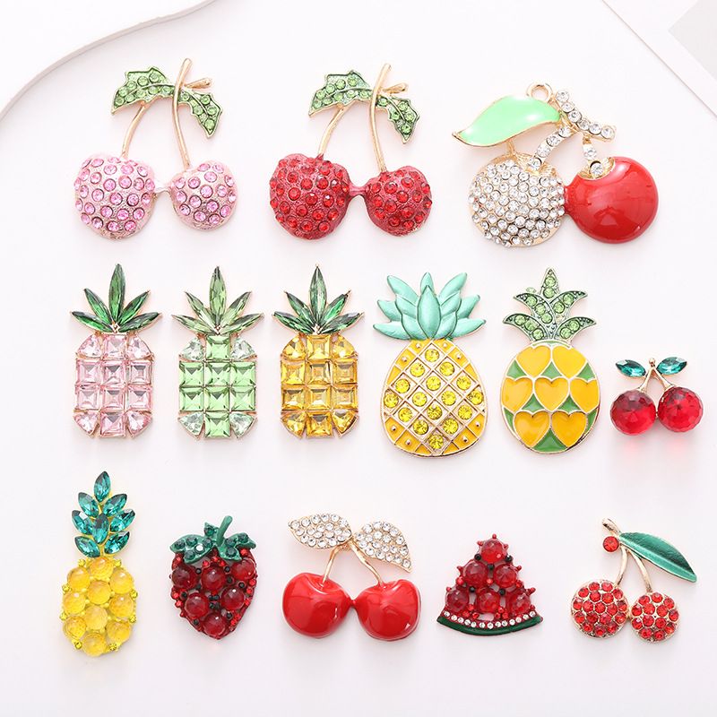 1 Piece Metal Cherry Pineapple Watermelon Beads