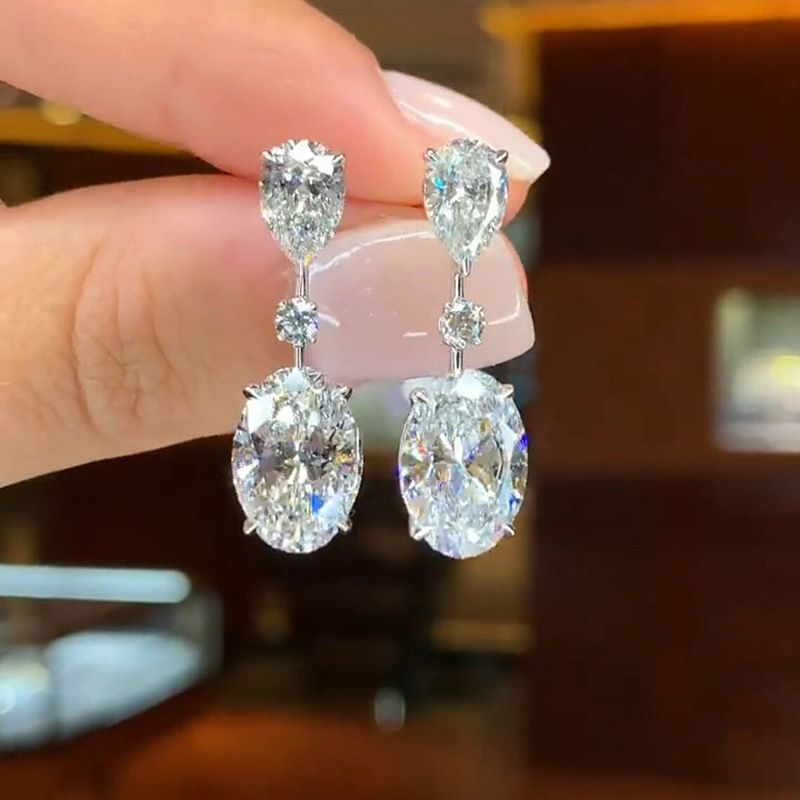 1 Pair Modern Style Simple Style Water Droplets Inlay Copper Zircon Drop Earrings