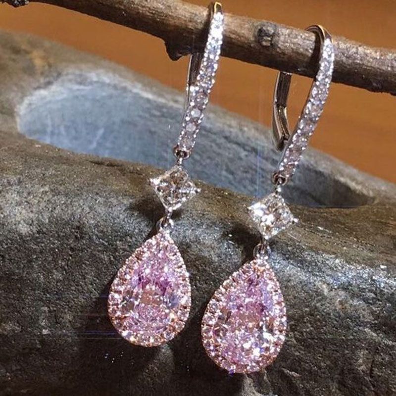 1 Pair Elegant Simple Style Shiny Water Droplets Inlay Copper Zircon Drop Earrings