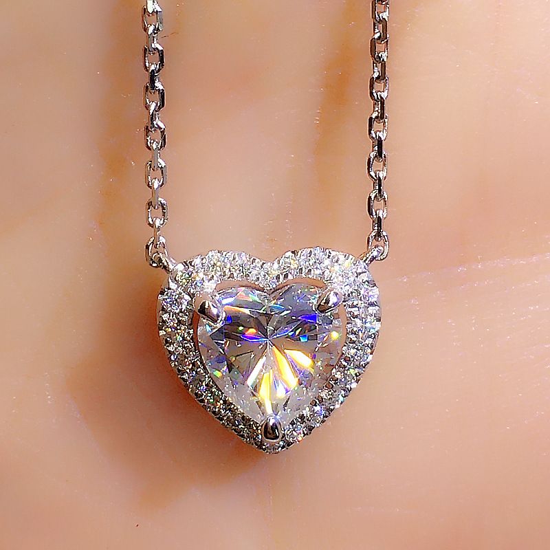 Copper Elegant Lady Simple Style Inlay Heart Shape Zircon Pendant Necklace
