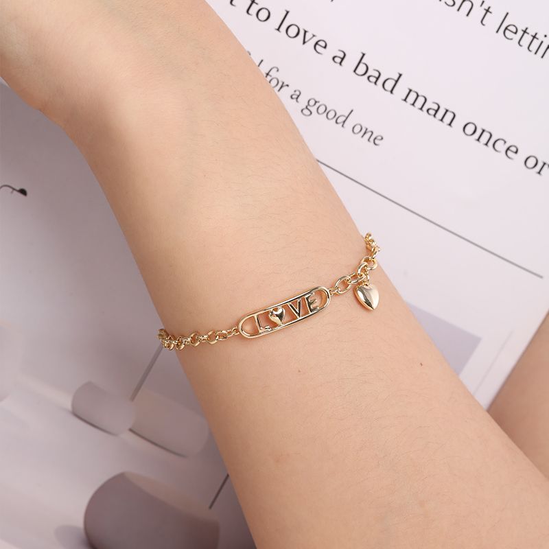 Xuping Simple Style Love Heart Shape 14k Gold Plated Alloy Wholesale Bracelets
