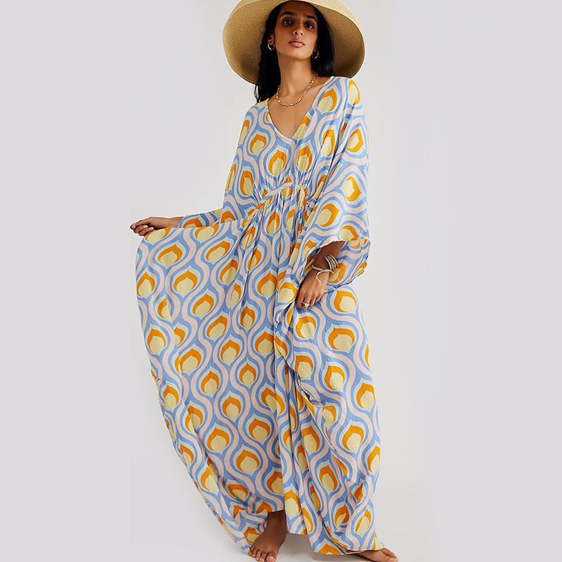 Women's Regular Dress Vacation Round Neck Long Sleeve Printing Maxi Long Dress Holiday Daily