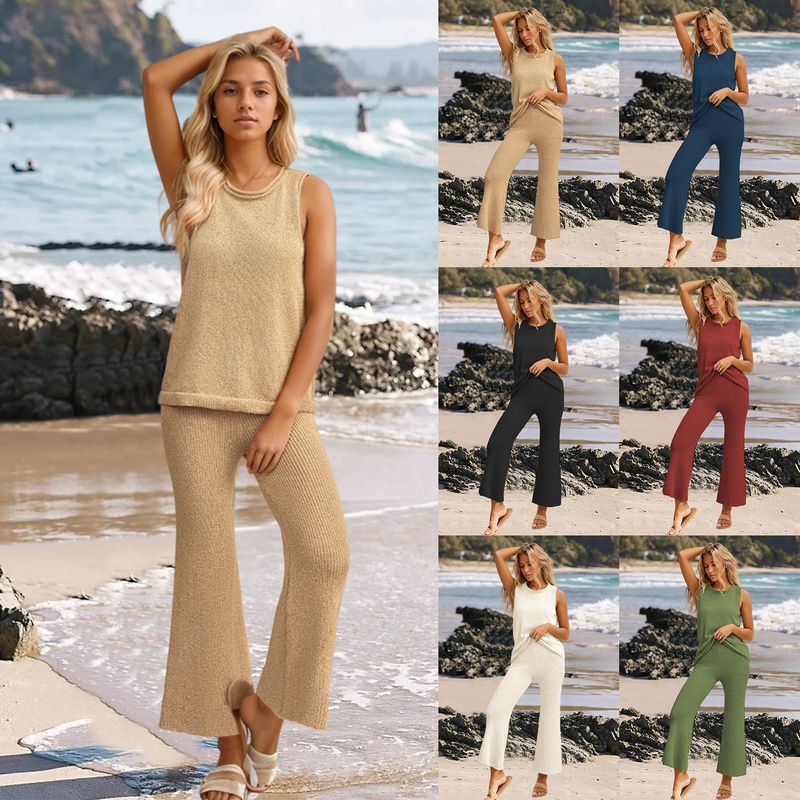 Daily Women's Streetwear Solid Color Polyester Pants Sets Pants Sets