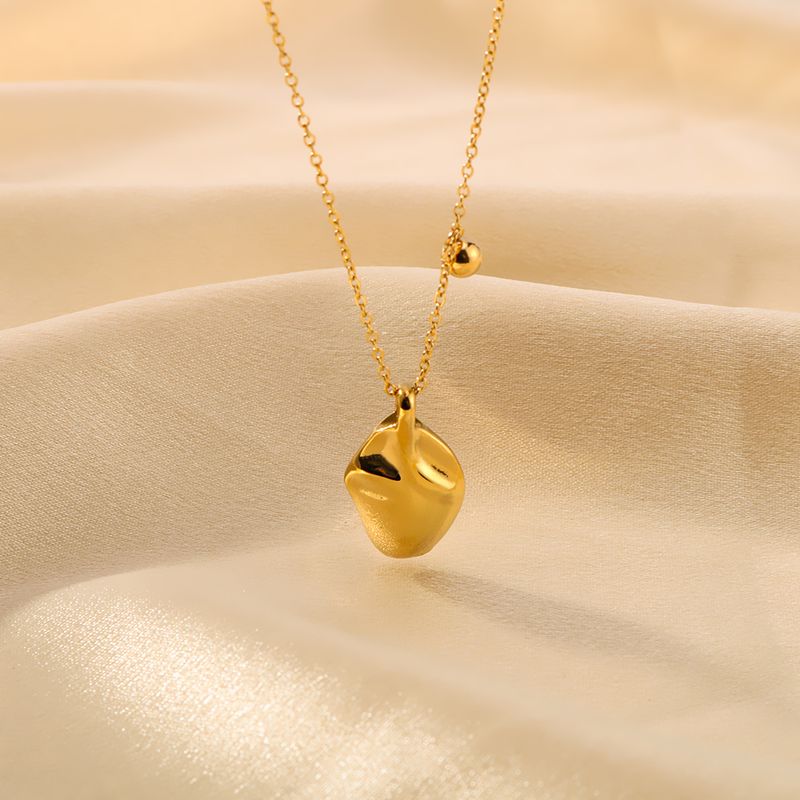 304 Stainless Steel 18K Gold Plated Luxurious Romantic Asymmetrical Plating Solid Color Pendant Necklace