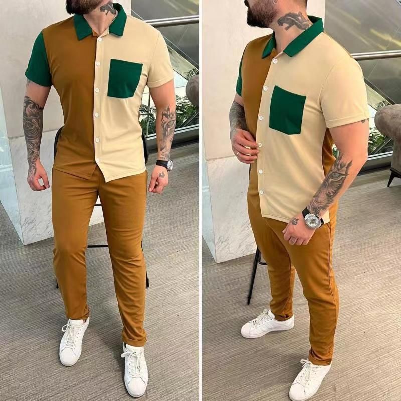 Men's Color Block Pants Sets Men's Clothing