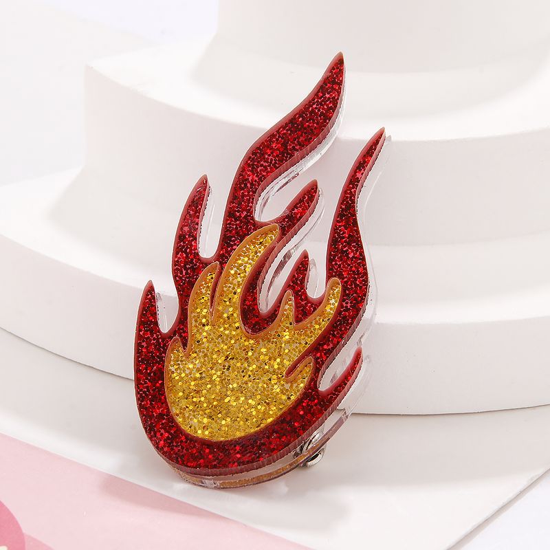 Casual Simple Style Flame Arylic 201 Stainless Steel Asymmetrical Unisex Brooches 1 Piece