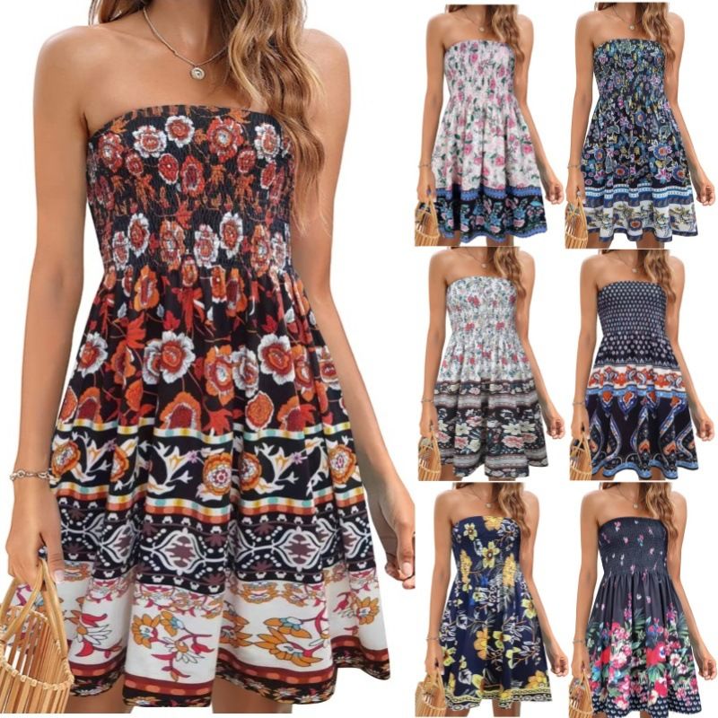 Women's Regular Dress Vacation Collarless Printing Backless Sleeveless Ditsy Floral Knee-Length Holiday Daily Beach