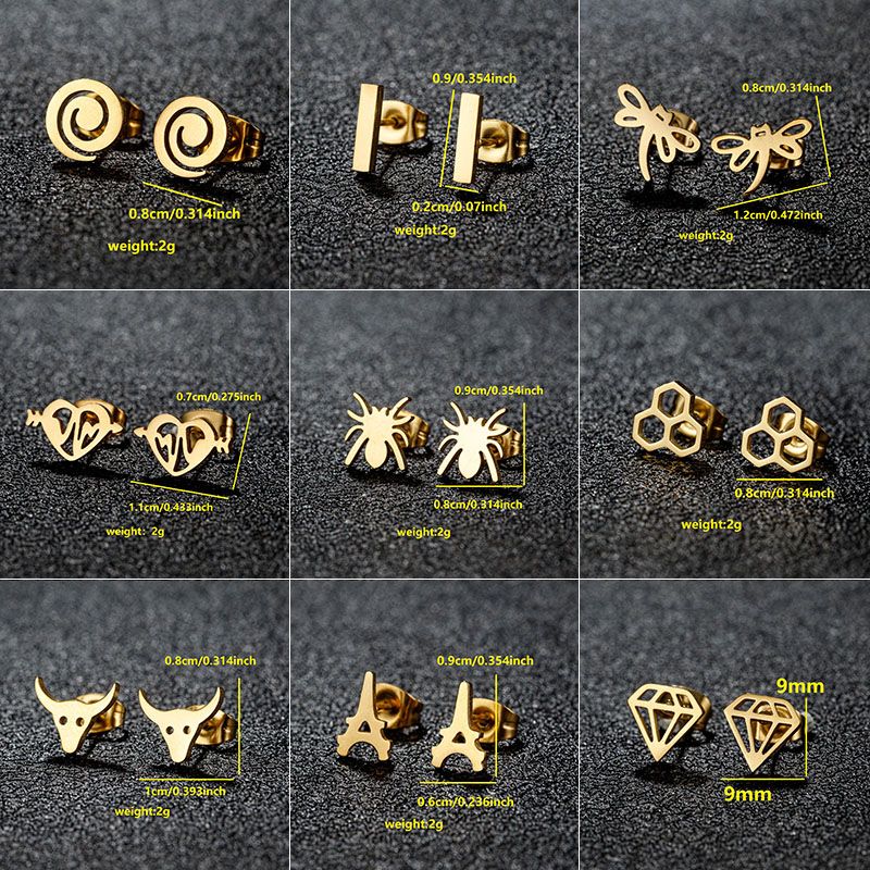 1 Pair Luxurious Sweet Artistic Animal Plating 304 Stainless Steel 18K Gold Plated Ear Studs