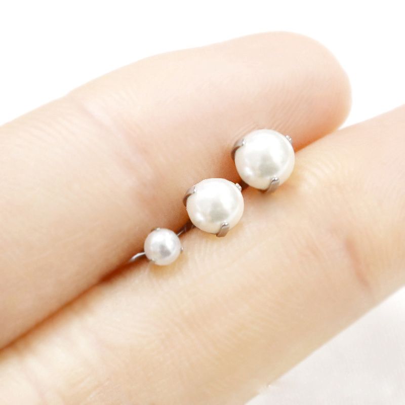 1 Piece Lip Rings Tropical Artistic Solid Color Pure Titanium Inlay Pearl Lip Rings