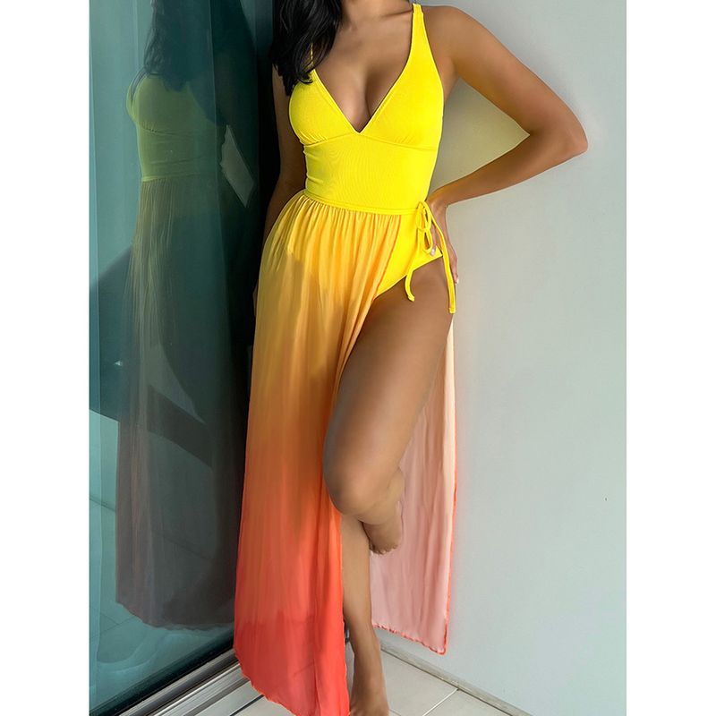 Frau Sexy Farbverlauf 2-Teiliges Set Bikinis Bademode
