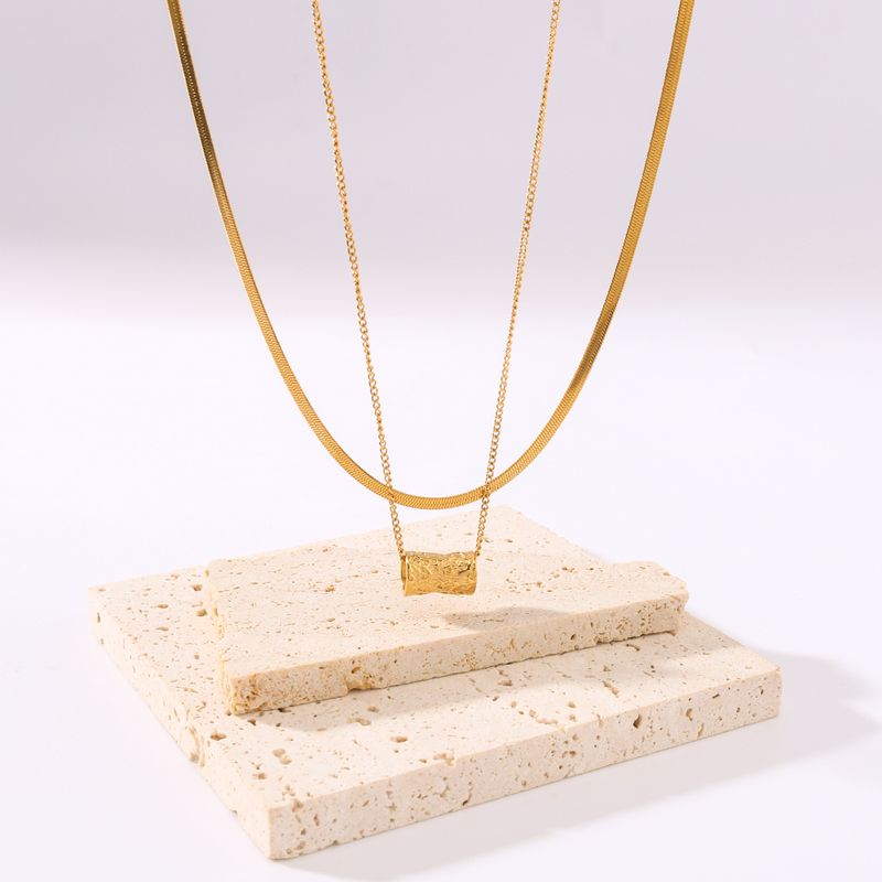 304 Stainless Steel 18K Gold Plated IG Style Simple Style Geometric Double Layer Necklaces