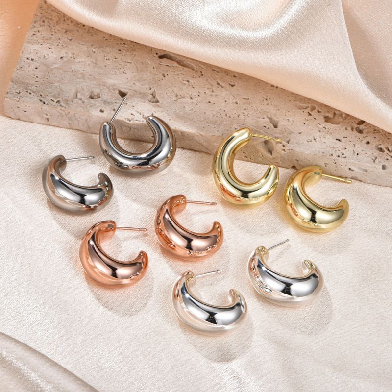 1 Pair Casual Solid Color Plating Plastic Gold Plated Ear Studs