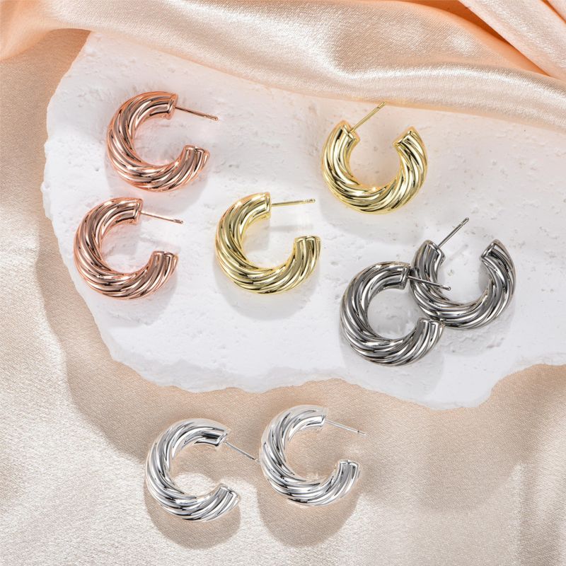 1 Pair Casual Elegant Lady Circle Aviation Pc 14K Gold Plated Hoop Earrings