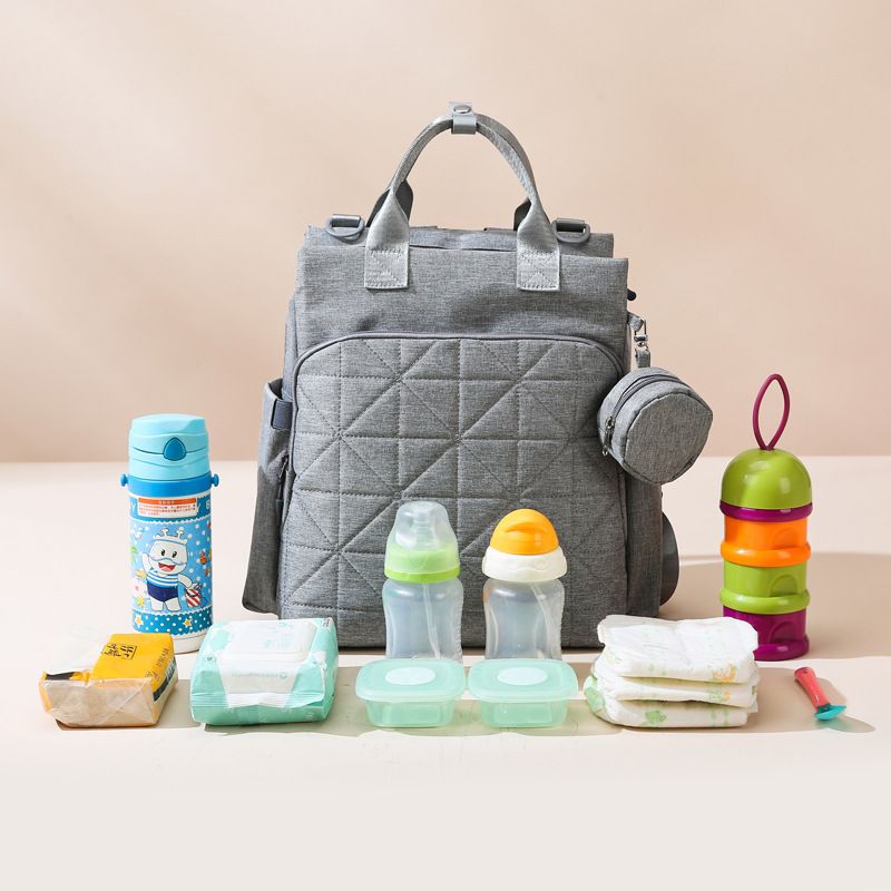 Water Repellent 20 Inch Solid Color Daily Diaper Backpack