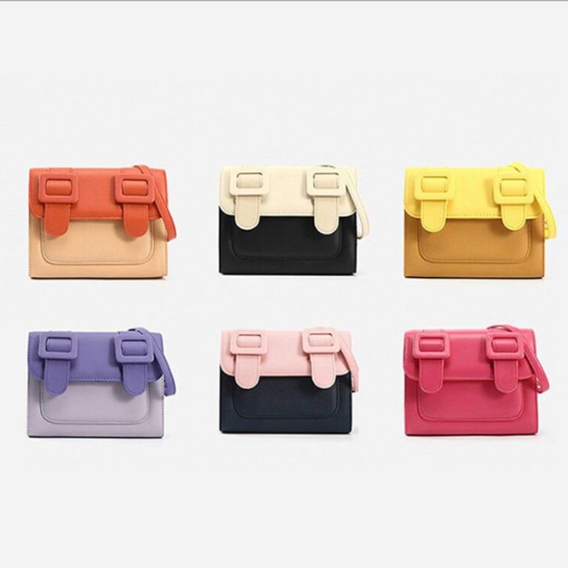 Women's Medium Pu Leather Color Block Streetwear Magnetic Buckle Crossbody Bag