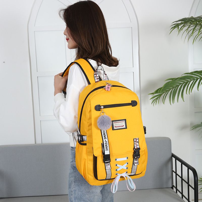 Waterproof 22 Inches Solid Color School Daily School Backpack