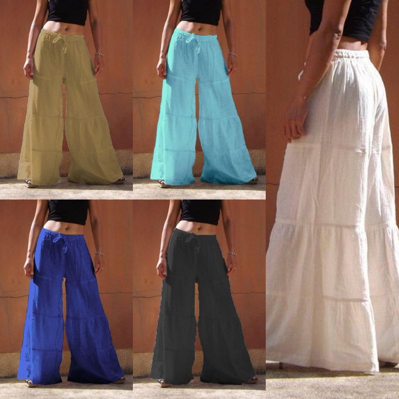 Mujeres A Diario Estilo Simple Color Sólido Longitud Total Lavado Pantalones Casuales Pantalones De Pierna Ancha
