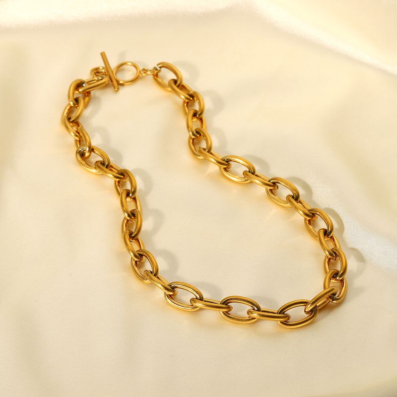 Vintage Solid Color Wide Thick Chain Stainless Steel Necklace Wholesale Nihaojewelry