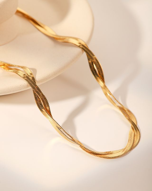 Vente En Gros Bijoux Simple Chaîne De Serpent Plat Croisé Collier En Acier Inoxydable Nihaojewelry