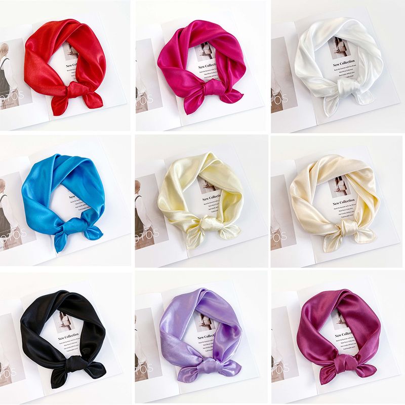 Women's Elegant Simple Style Solid Color Polyester Silk Scarf