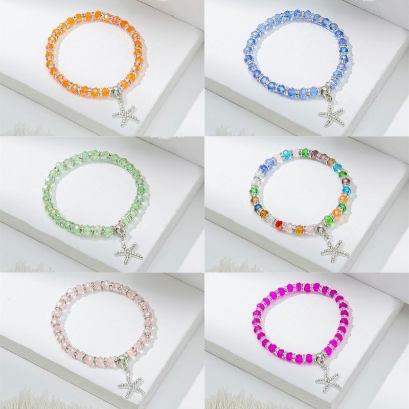 Mignon Dame Sucré Rond Étoile De Mer Cristal Artificiel Verre Incruster Strass Femmes Bracelets