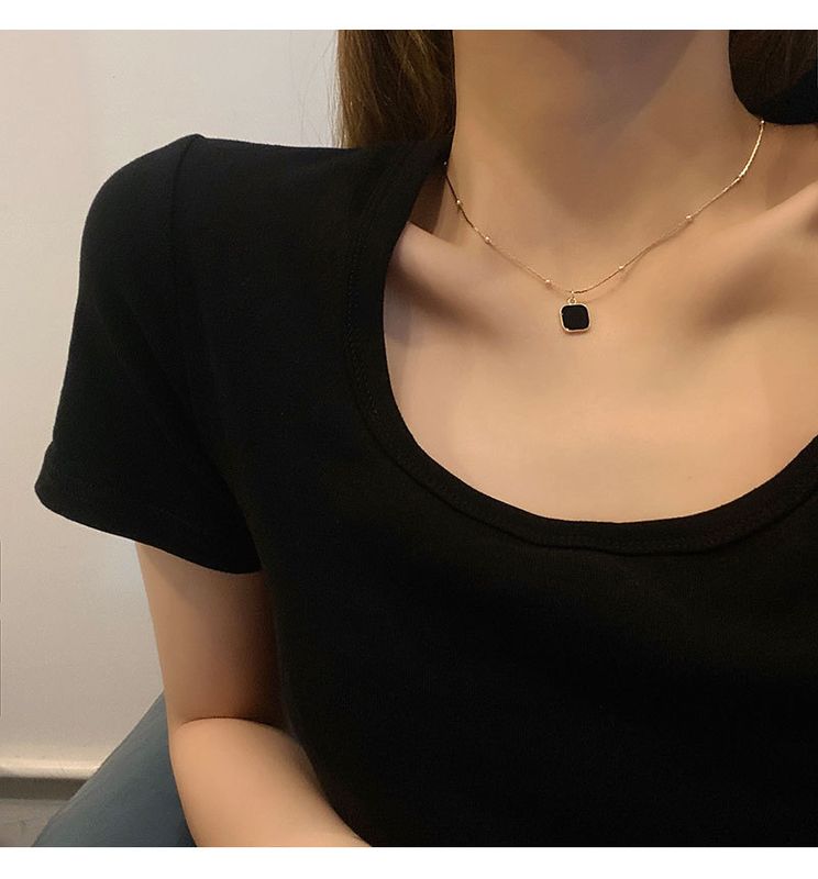 Modern Style Simple Style Square Alloy None 14K Gold Plated Women's Pendant Necklace