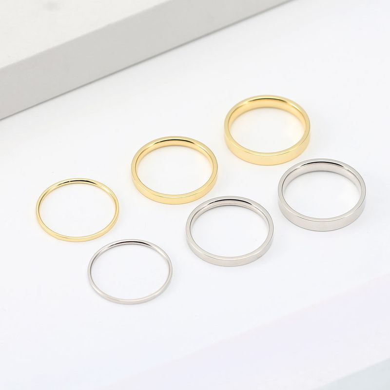 Sterling Silver 14K Gold Plated White Gold Plated IG Style Japanese Style Simple Style Solid Color Rings