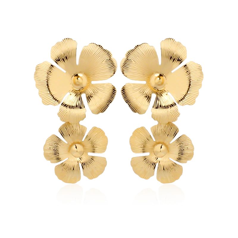 1 Pair Elegant Sweet Commute Flower Plating Iron Gold Plated Drop Earrings