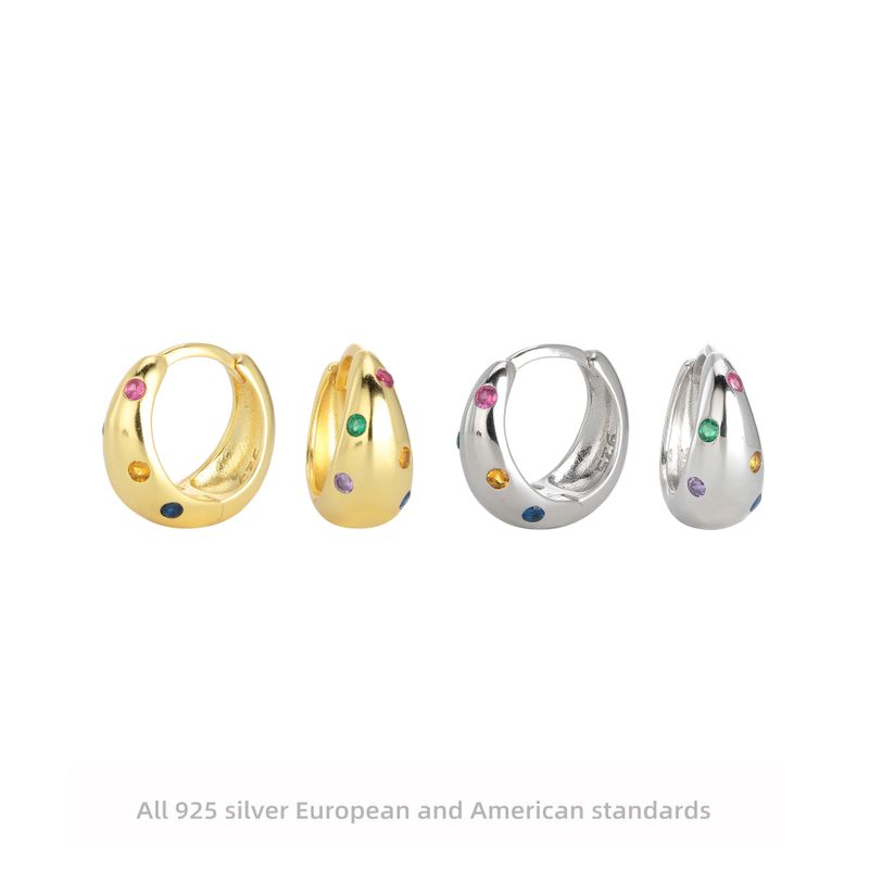 1 Paar Elegant Retro U-form Sterling Silber Überzug Inlay Zirkon Weißgold Plattiert Vergoldet Ohrringe