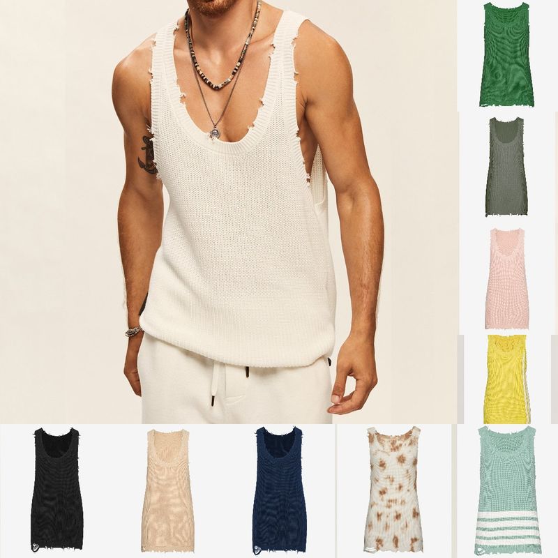 Men's Solid Color Racerback Tank Tops Men's Clothing