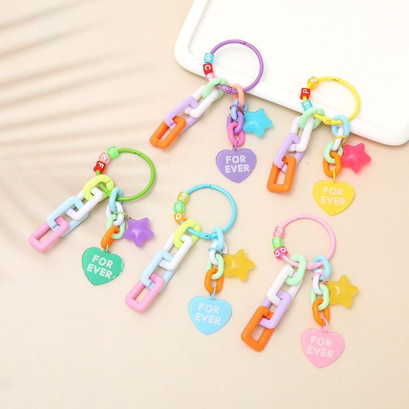 Sweet Letter Star Heart Shape Arylic Plating Keychain