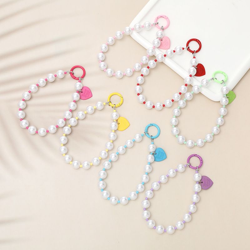 Sweet Letter Heart Shape Beaded Beaded Chain Keychain