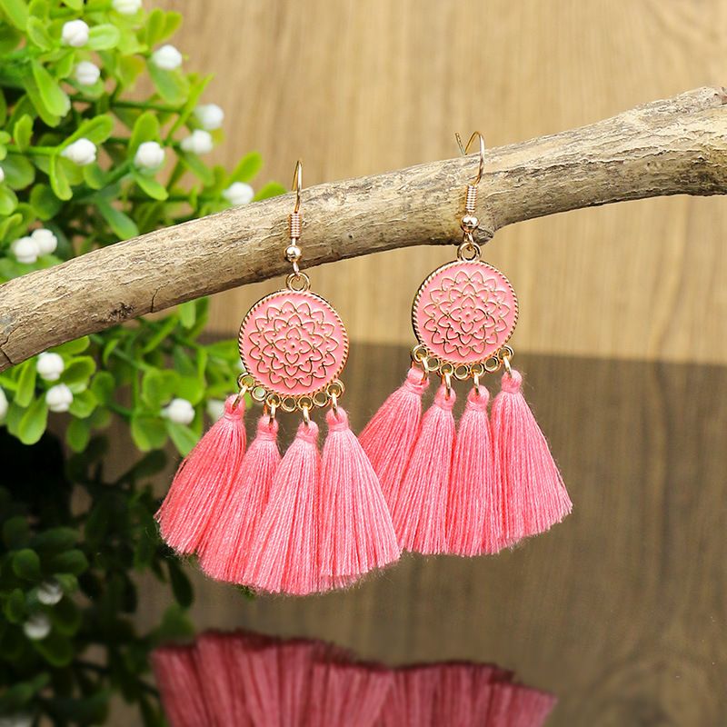 Vacation Bohemian Tassel Alloy Plating Women's Drop Earrings 1 Pair