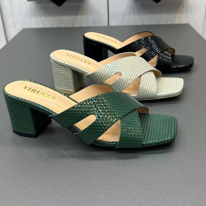 Women's Elegant Solid Color Square Toe Open Toe Slides Slippers