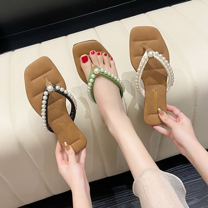 Women's Casual Solid Color Open Toe Flip Flops