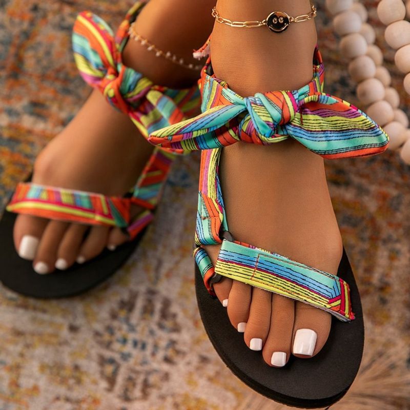 Women's Vacation Solid Color Leopard Open Toe Beach Sandals