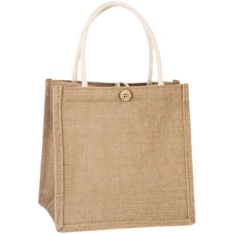 Women's Summer Linen Solid Color Classic Style Buckle Handbag