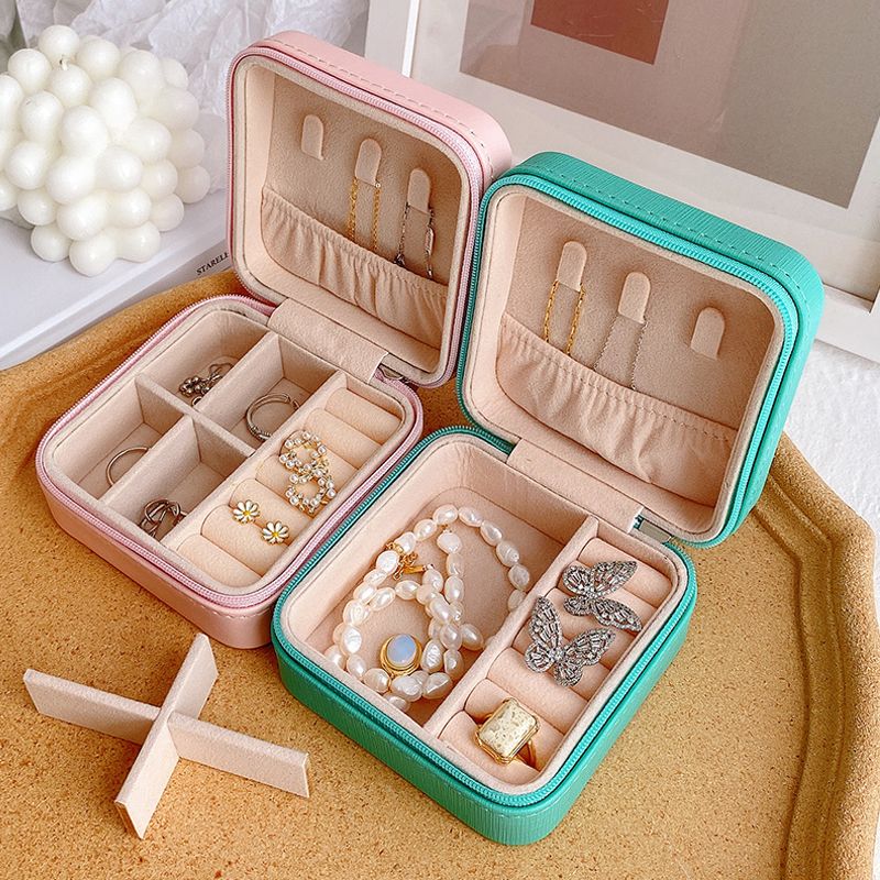 Simple Style Solid Color Synthetics Jewelry Boxes