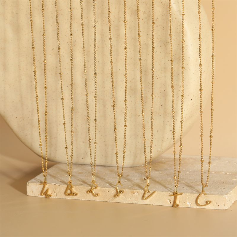 Edelstahl 304 14 Karat Vergoldet Einfacher Stil Brief Halskette Mit Anhänger