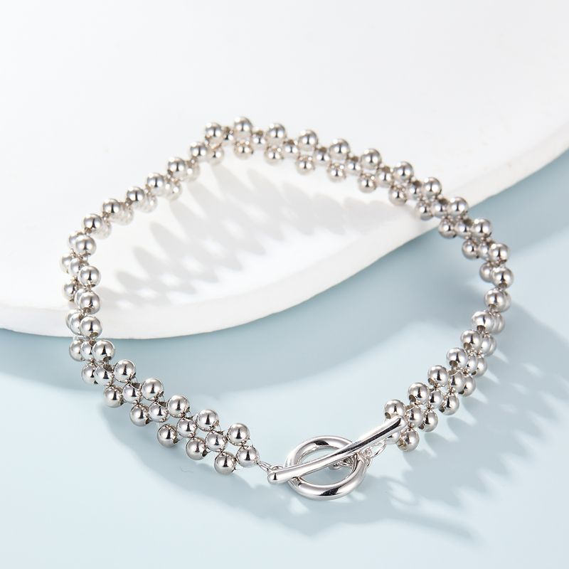 Argent Sterling Or Blanc Plaqué Décontractée Style Simple Placage Rond Bracelets
